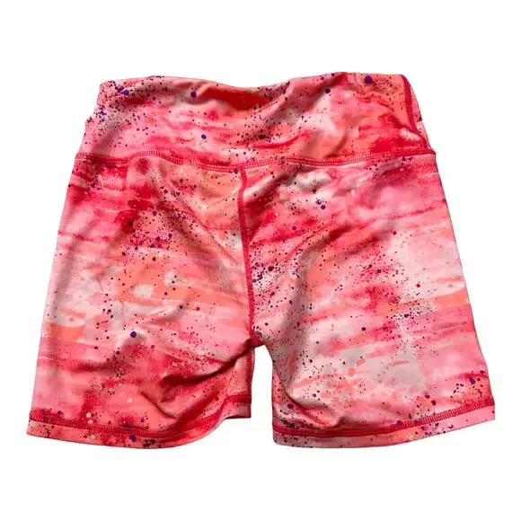 Reebok Pink Ombre Paint Splatter Bike Workout Shorts Women's Size XS Extra Small - Picture 2 of 7